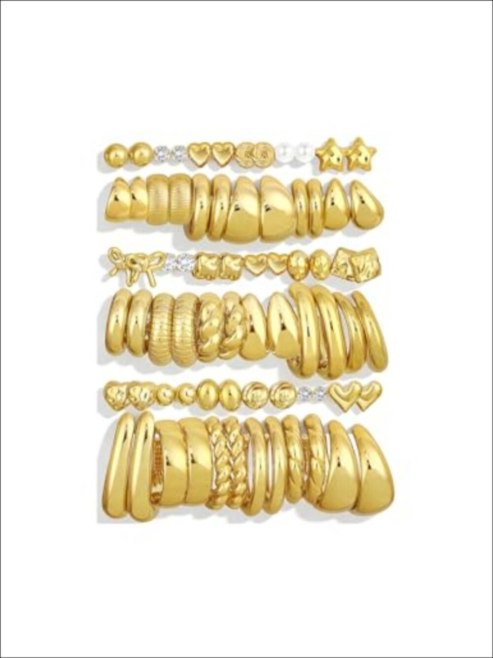 36 Pairs Gold Plated Hoop & Stud Earrings Set for Women Hypoallergenic